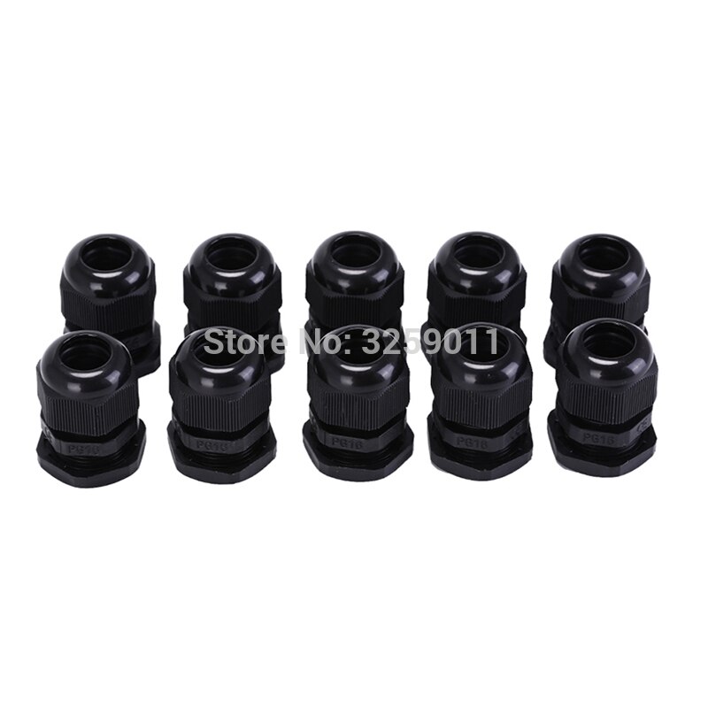 100PCS Cable Glands PG16 Black White Waterproof Adjustable Nylon Connectors Joints With Gaskets 10-14mm For Electrical Appliance