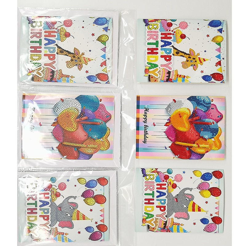 Cartes de vœux joyeux anniversaire diamant peinture | Rond 5d, kits de cartes de vœux, peinture diamant, broderie diamant, 13x18cm