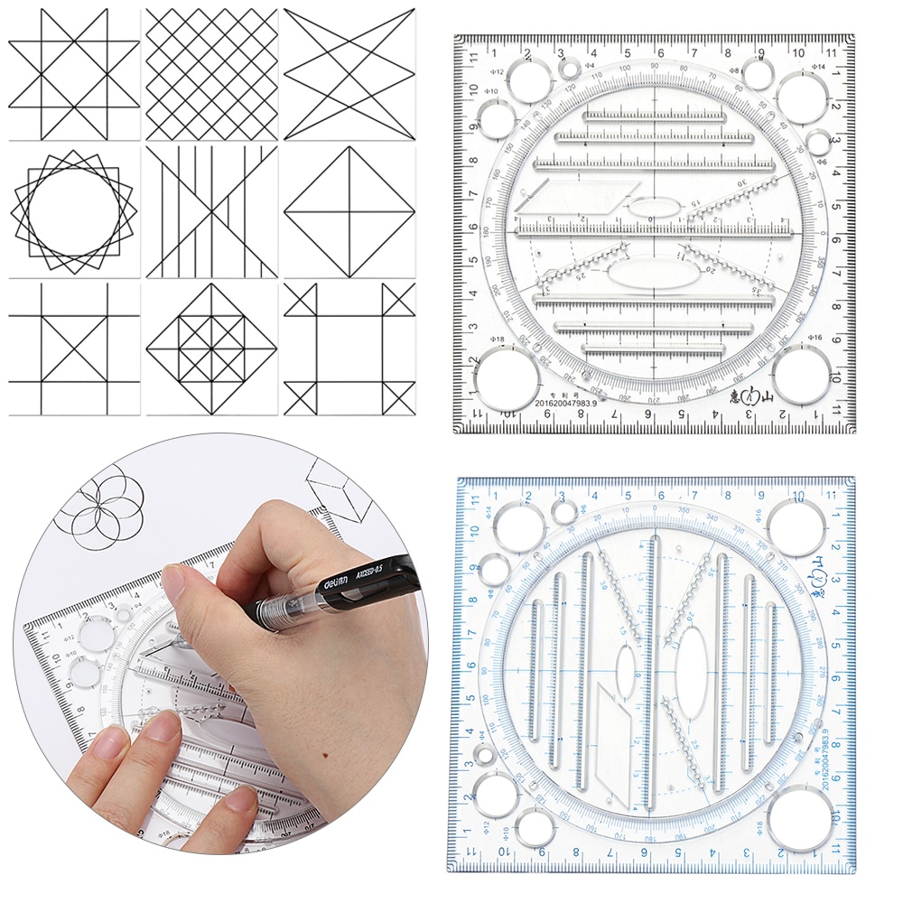 Règles de Kaleidoscope géométrique, modèle de dessin rapide, couture, Patchwork, règle de mesure, pour l'école et le bureau, 1 pièce
