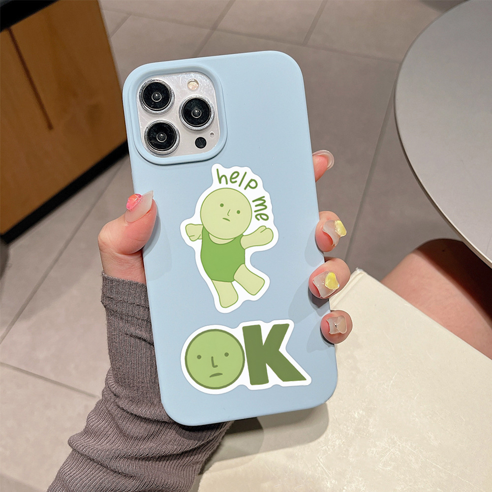 10/60PCS Cute Smiski Graffiti Stickers Funny Cartoon Green Little People Decals Notebook Suitcase Phone Graffiti Sticker Kid Toy