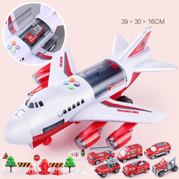 Muziek Verhaal Simulatie Track Inertie Kinderen Speelgoed Vliegtuigen Grote Size Passagiersvliegtuig Kids Airliner Speelgoed Auto: Fire Rescue Set 2