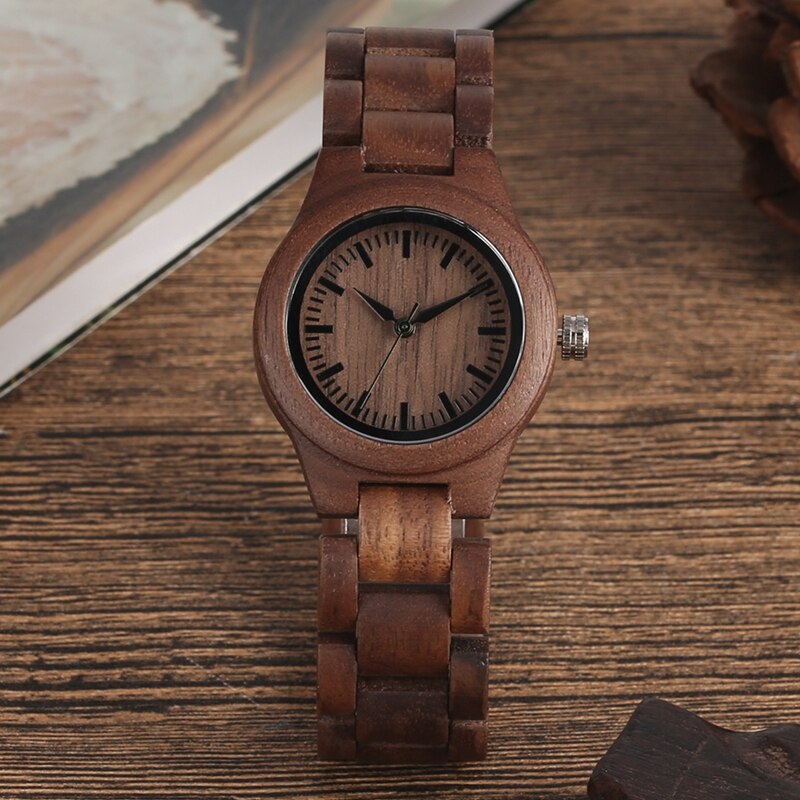 Einfache Reine Zifferblatt retro Nussbaum Holz Uhr Frauen Uhr Stunden Ganze Einstellbare Holz Handgelenk Damen Uhren für frau Montre Femme