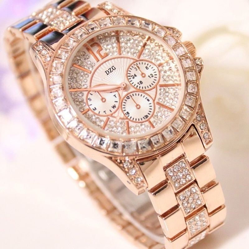 Women Watch with Diamond Watch Ladies Top Luxury Brand Ladies Casual Women&#39;s Bracelet Crystal Watches
