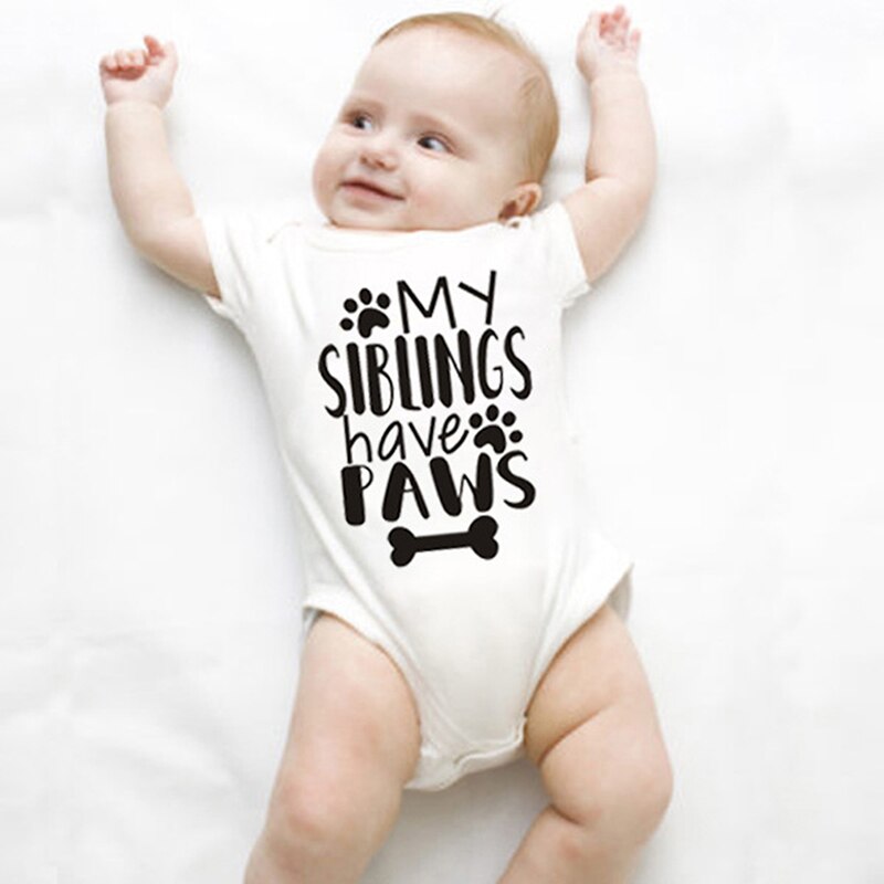 Newborn Baby Bodysuit Boys Girls Jumpsuit Letter Short Sleeve Cotton Clothes Infant Outfits For Kids Summer Clothes: White / L