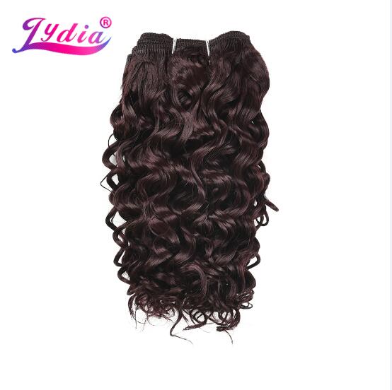 Lydia Synthetic Water Wave Hair Bundles 10 Inch 100g/Bundle Natural Black Pure Color Weave 3 Bundles/Pack Double Weft: #99J