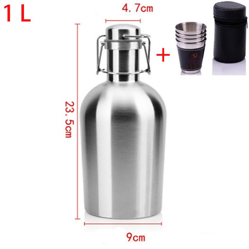 Healthy Beer Barrels Pot Stainless Steel Wine Barrel 1L 1.5L 2L Bottle Double Wall Drink Kettle Wine Jugs Barware: 1 L  34 OZ