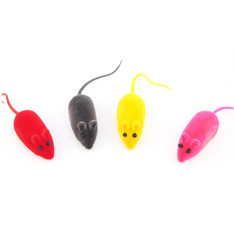Juguetes Divertidos para gatos, ratón de goma con sonido interactivo, sonido flocado, forma de rata, juguetes realistas de colores aleatorios, suministros para perros y gatos