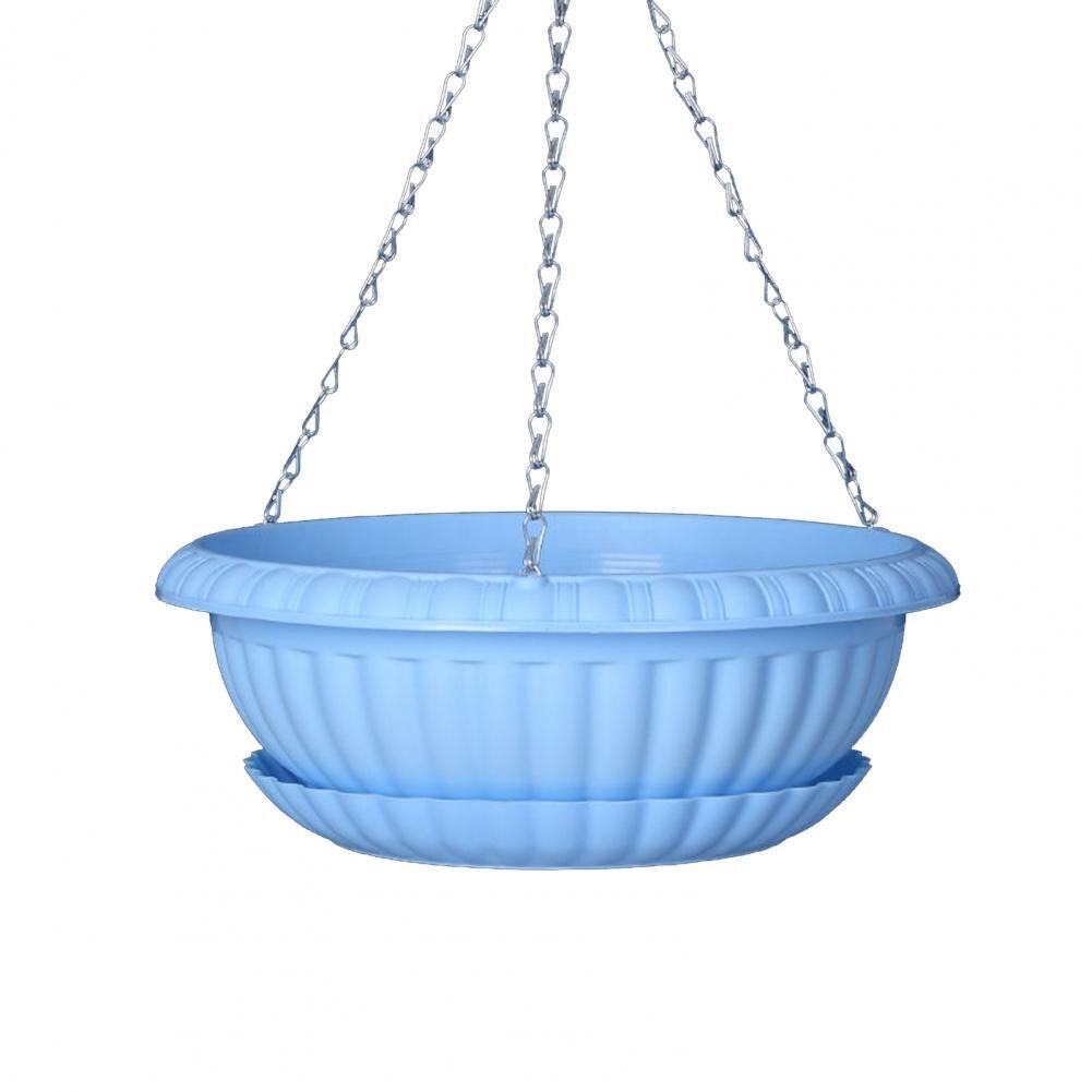 Useful Hanging Flower Pot Breathable Draining Hole Plastic Bar Decorative Hanging Flower Pot: Blue