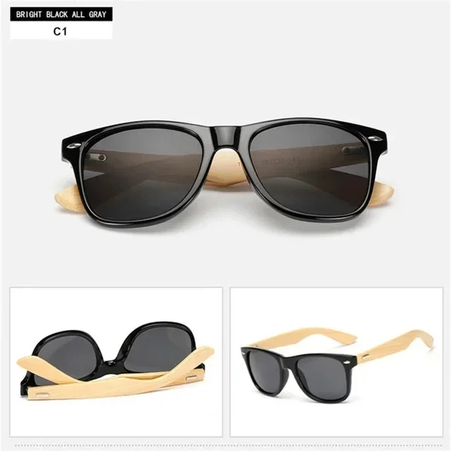 Gafas de sol de madera de 14 colores para hombres y mujeres, gafas de sol cuadradas de bambú para mujeres y hombres, gafas de sol con espejo retro de sol masculino 2025 hechas a mano: Verde