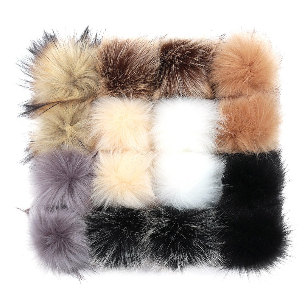 16 Pcs 10Cm Winter Faux Bont Bal Vrouwen Pompom Auto Tas Sleutelhanger Sleutelhanger Elastische Diy Sleutelhanger Konijn Haar lamp Zakken Decor: 17