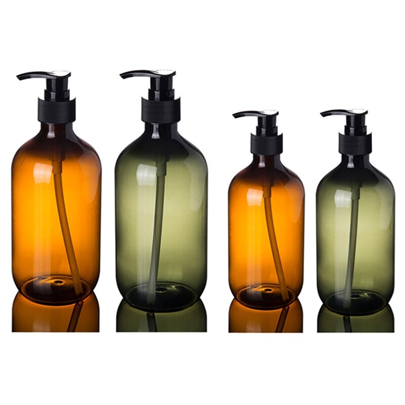 300/500ml plastik sæbe flaske brun badeværelse shower gel genopfyldelige flasker shampoo vask hår balsam lotion presse dispenser