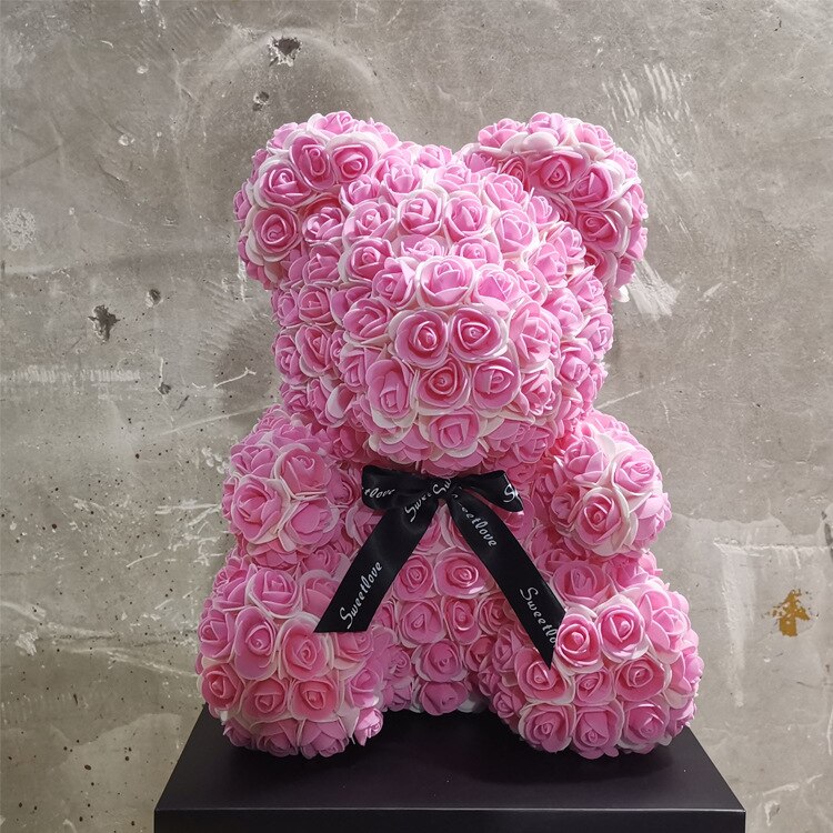 Hot 40 centimetri Artificiale della Rosa Cuore Teddy Bear Fatti A Mano Puzzel Orso di Rose Creatura Giocattoli Di Natale di Cerimonia Nuziale Delle Donne di San Valentino Regali: N