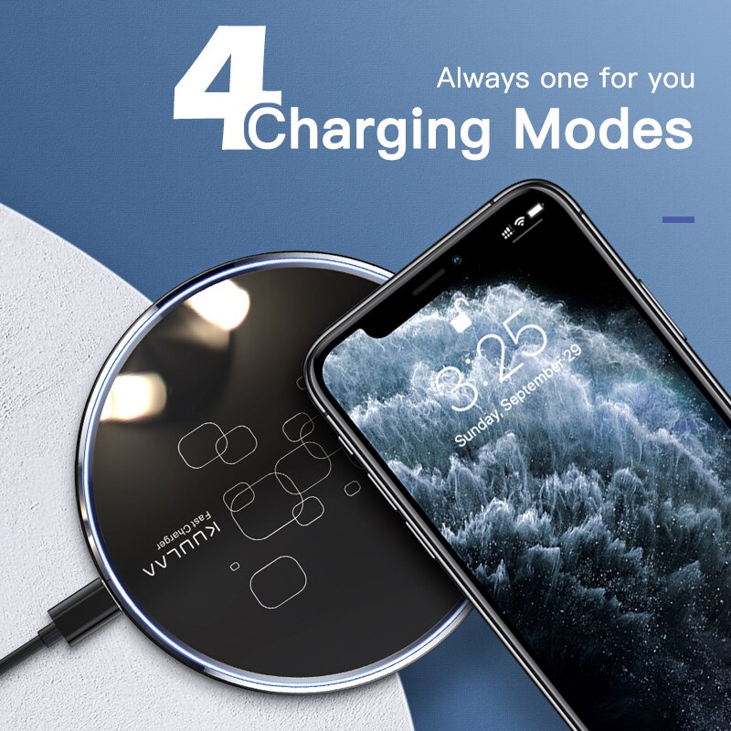 KUULAA 15W Qi Wireless Charger For iPhone 13 12 11 X XS Max XR 8 Plus Xiaomi Mi 9 Pro Mirror Fast Wireless Charger Charging Pad