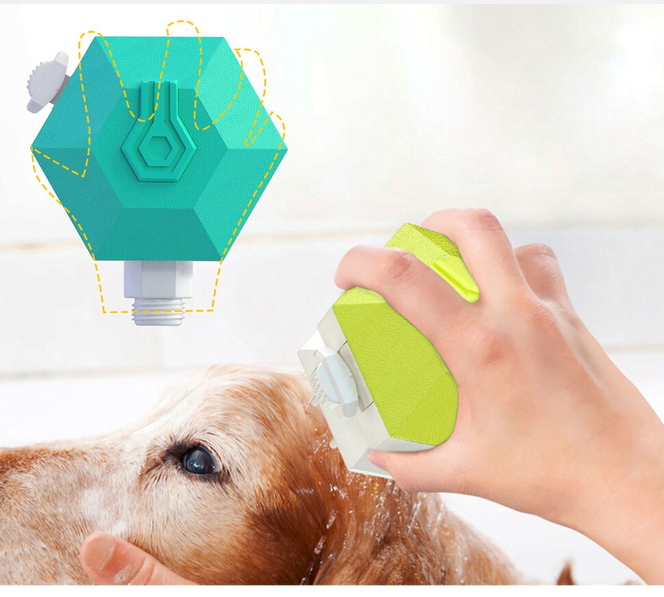 Brosse de bain 3 en 1 pour chien, pommeau de douche, pulvérisateur, distributeur de shampoing et de Gel douche, accessoire de toilettage pour chiens et chats