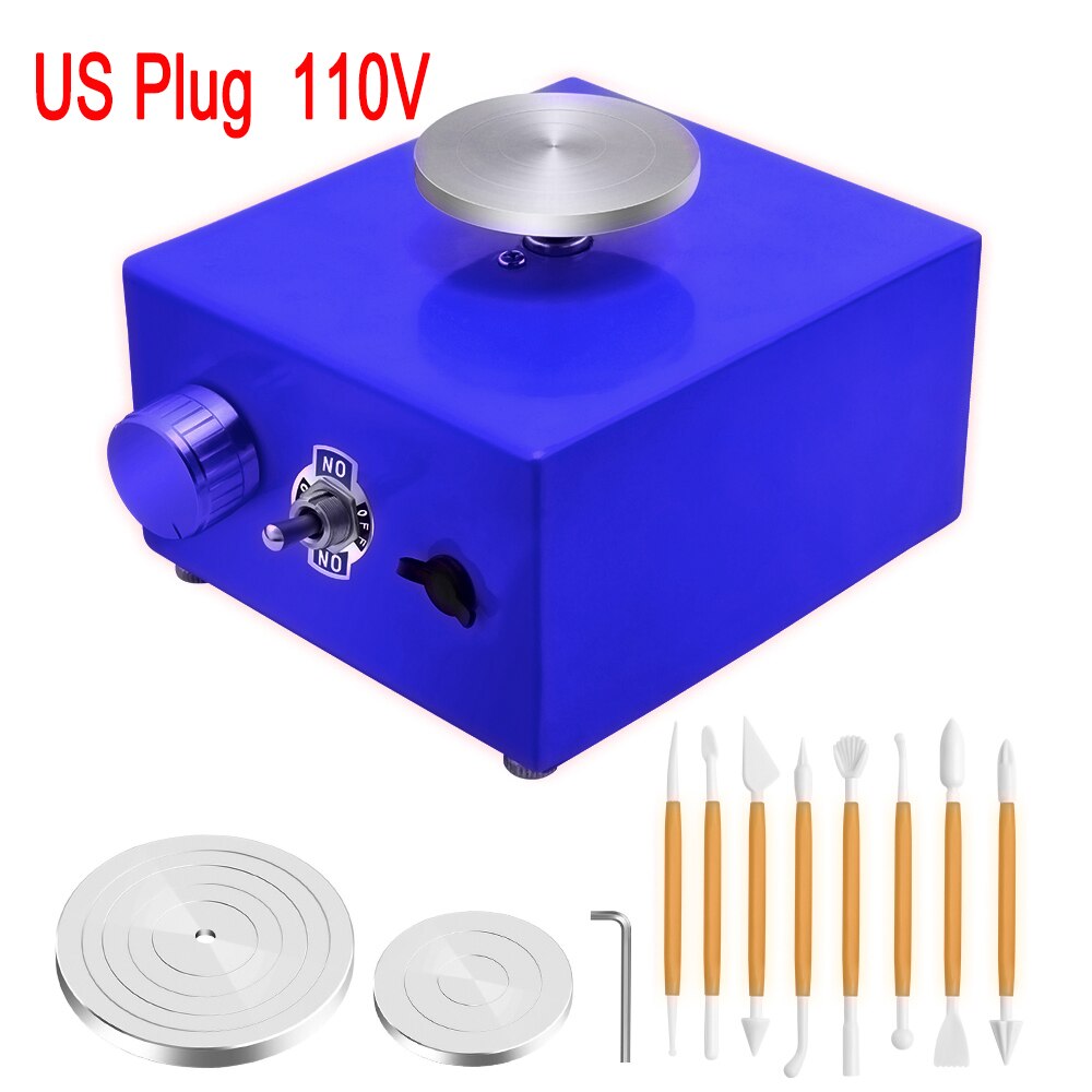 Elektrisk keramikhjul diy keramiske værktøjer mini elektrisk keramik maskine bruges til keramiske værker keramik kunstværk eu plug us plug: B us-stik