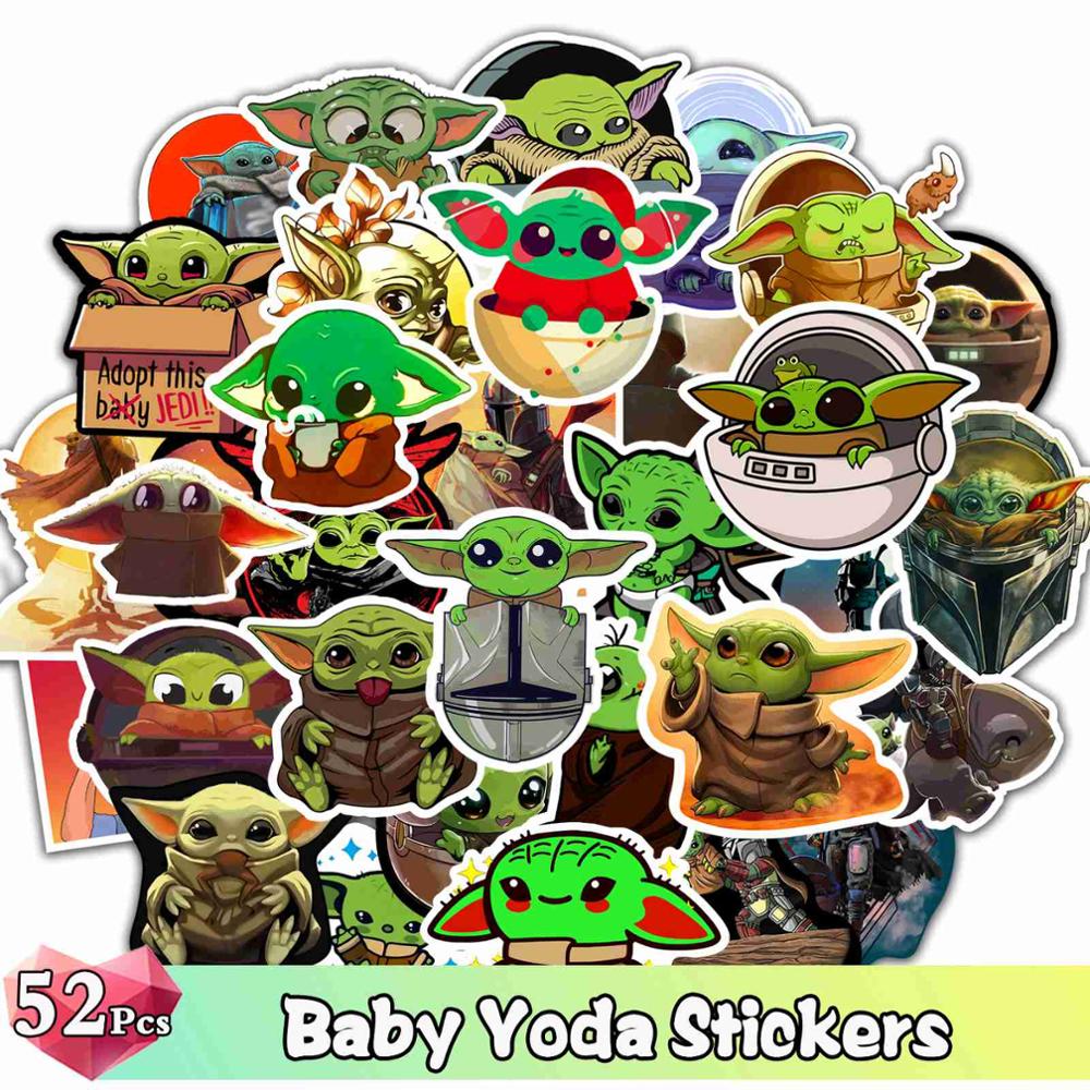 52/50 Pcs/Lot Color Stickers Graffiti Cartoon Animal Super Hero Sticker for Water Bottle Luggage Notebook Skateboard Kids Toy: Yoda Baby