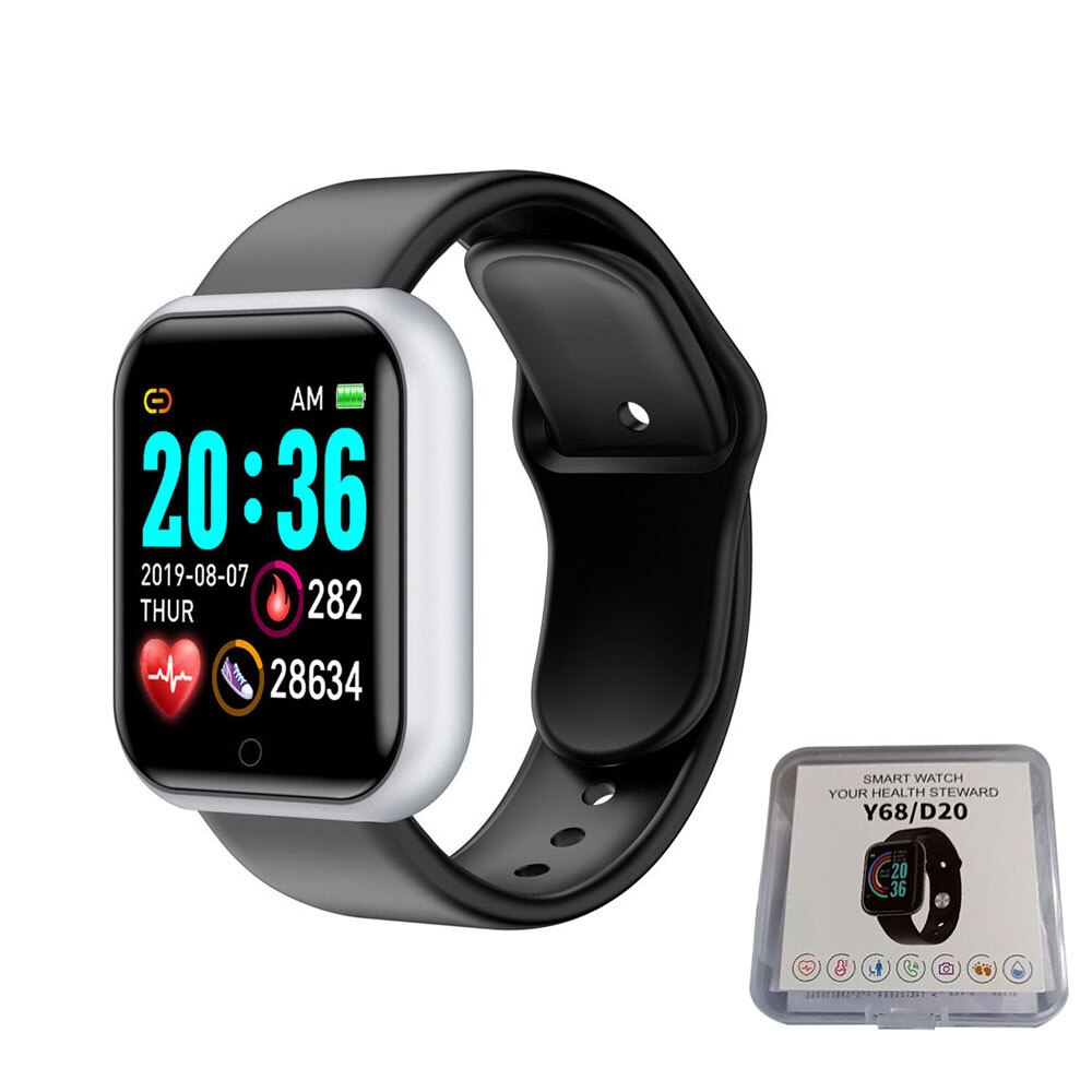 Smart Watch Y68 Waterproof Heart Rate Tracker-Fitness Wristband for IOS Android Wristband Waterproof Bluetooth Sport Smartwatch: Silver 