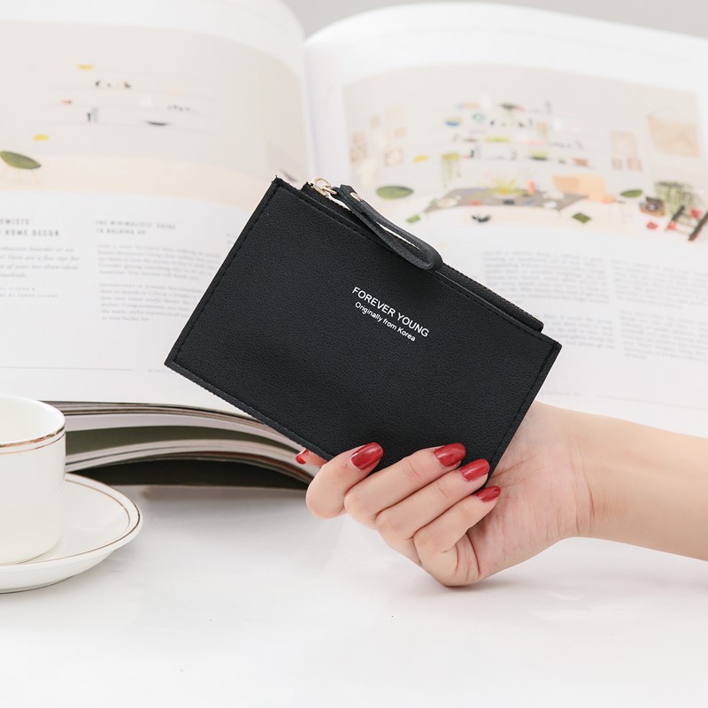 Qiuyin célèbre rétro court coréen portefeuille femmes sacs en cuir portefeuille pochette porte-monnaie mince sac mignon sac à main Minnie: black wallet