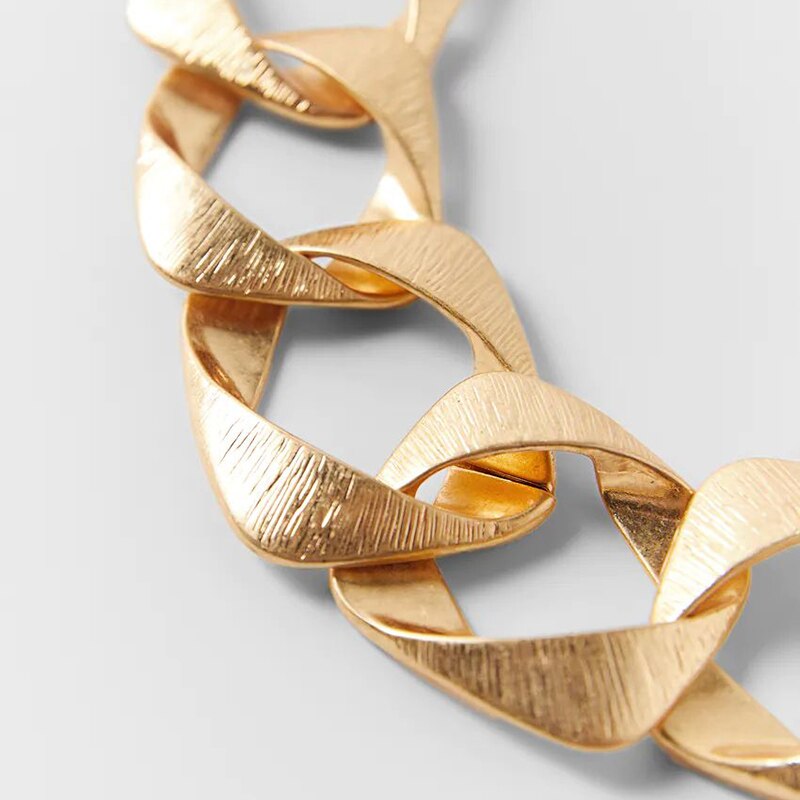 Za Vintage Statement Hyperbole Gold Metalen Ketting Vrouwen Ketting Geometrische Choker Vrouwelijke Ketting Sieraden