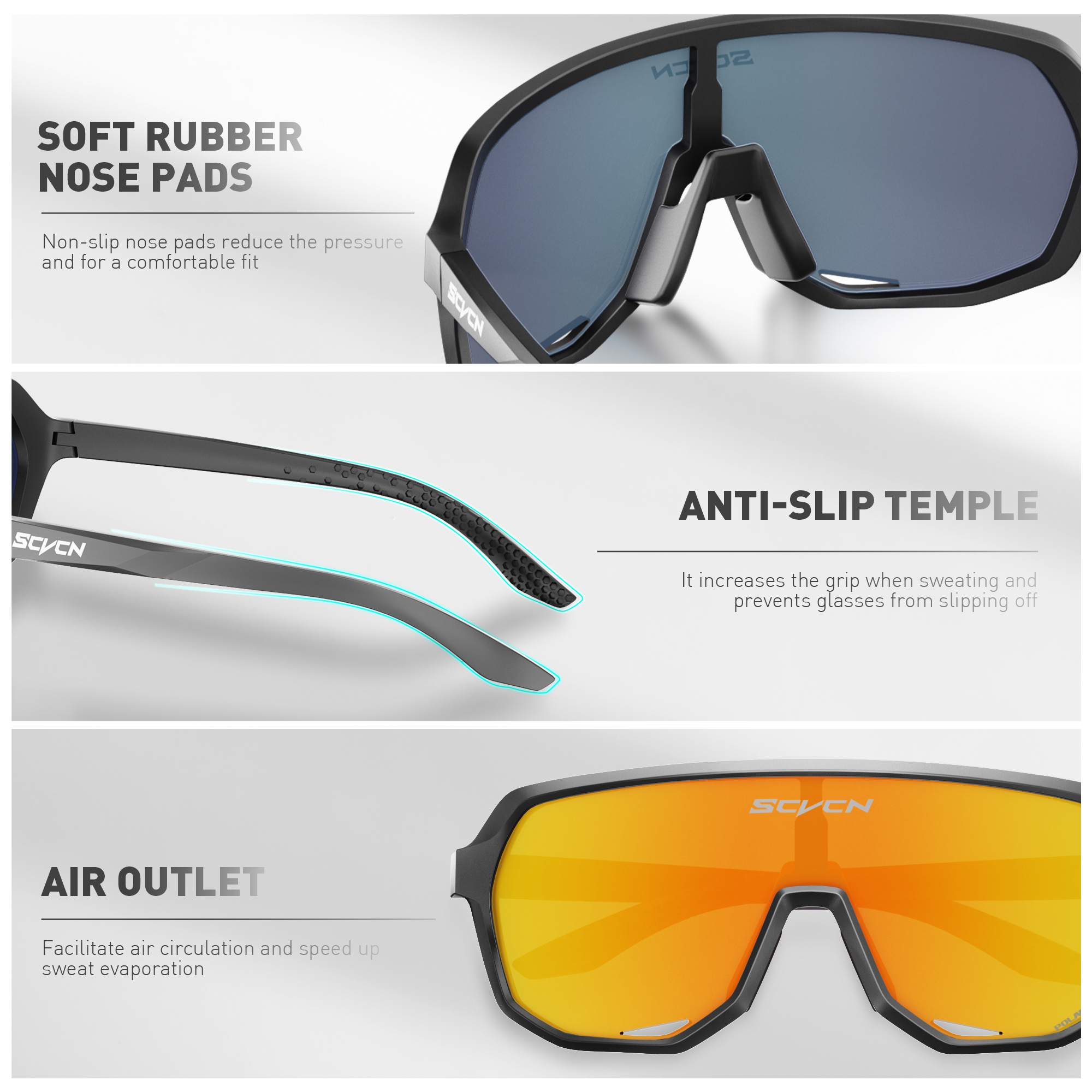 SCVCN Polarized Sunglasses for Driving Cycling Glasses Bicycle Mountain Bike Men Women UV400 Casual Glasses