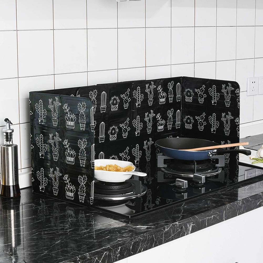 Aluminum Foldable Kitchen Gas Stove Baffle Plate Oil Splash Scald Proof Board Kitchen Gas Stove Oil Removal Cooking Guard