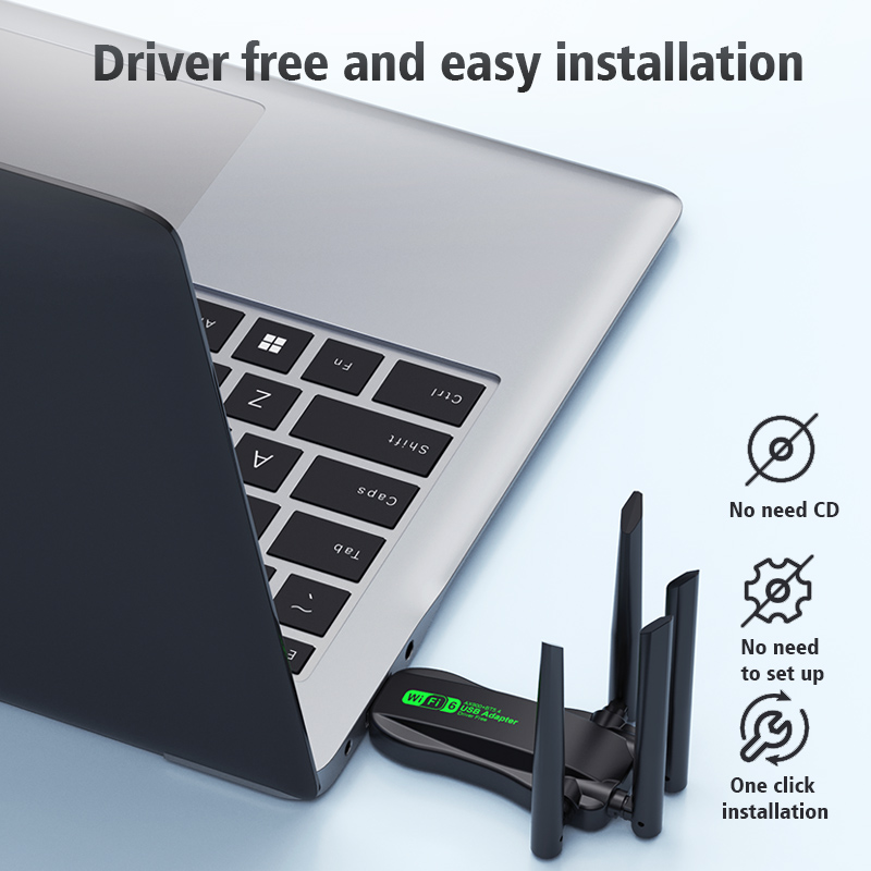 Scheda di rete WiFi 900Mbps 2.4G/5Ghz Bluetooth 5.4 Dongle Wi-Fi AX900 Ricevitore wireless USB a 4 antenne per PC/Laptop Driver gratuito
