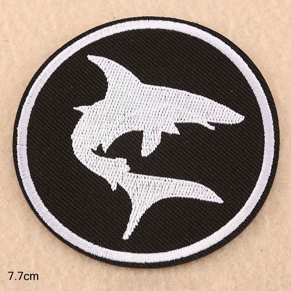 Punk witte haai strijk op geborduurde kledingpatches voor kleding