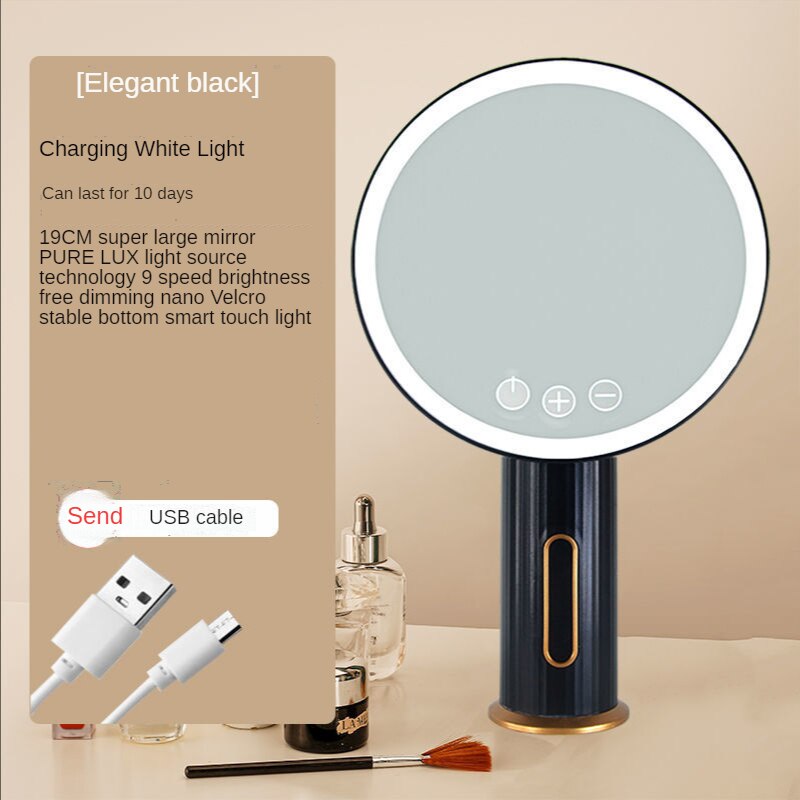 Lusterko kosmetyczne z podświetleniem doprowadziło z lampą komoda akademik ambona ambona netto czerwony świetlny wypełnij światło lustro małe ins wiatr: czarny jeden lekki