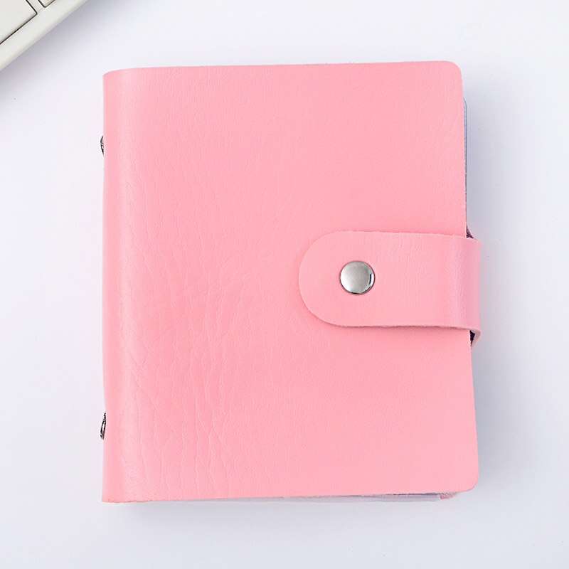 Mini PU Name Card Holder Card package Business Card Holder Card Book Leather Office School Supplies: Pink