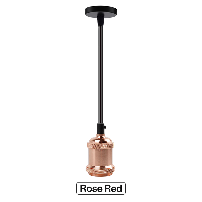 Vintage Edison Lamp E27 Socket Retro Pendant Lights Bulb Socket Screw Base Aluminum Light Industrial Retro Lamp Holder Fitting: Rose Red Set