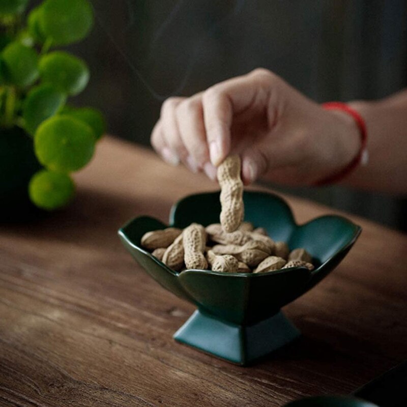 Tabletts Stil Süßigkeiten Nüsse Portion Container Vorspeisen Flache Trockene Obst Gerichte Für Küche Zähler Dekoration (Dunkelgrün)