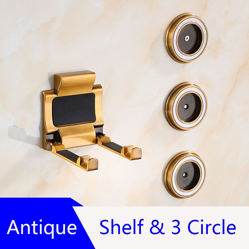 Antieke Föhn Houder Badkamer Planken Muurbevestiging Magazijnstelling Zwart Badkamer Plank Voor Dyson Supersonic Föhn Houder: Antique  3 Circle