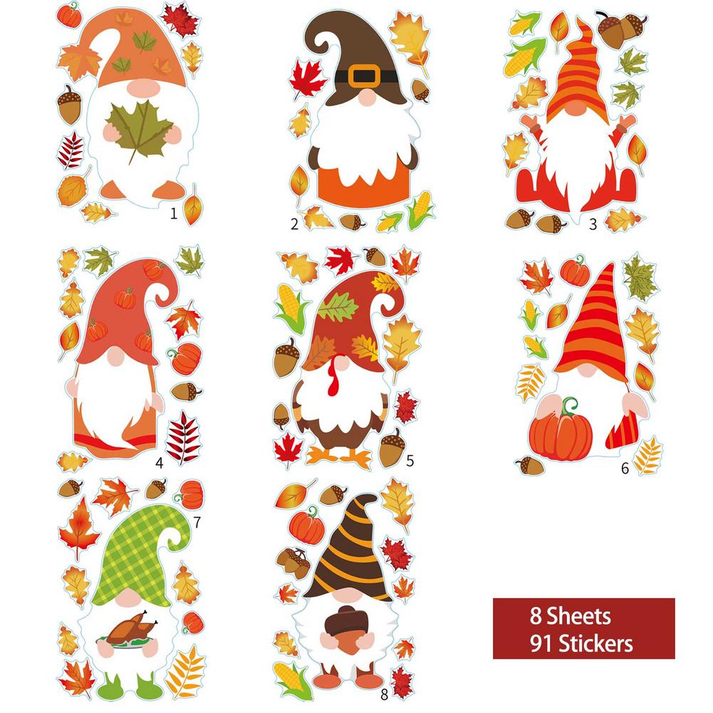 8 Sheet Fall Leaves Window Stickers Thanksgiving Maple Decorations Autumn Sticker Decals Party Decor Ornaments Party Supplies: Default Title