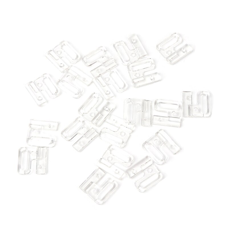 10 x plastic rechthoekige haakjes en sluitingen voor het naaien van een badpak, bh en bikini: 20mm / Transparant