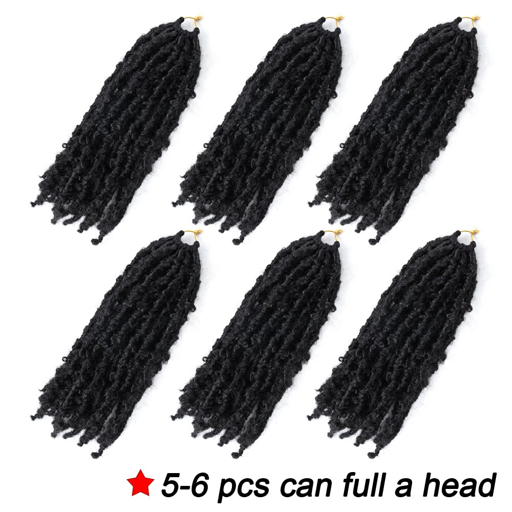 Butterfly Locs Crochet Hair 14 Inch Pre Looped Distressed Locs Crochet Braids Boho Soft Butterfly Textured Locs Hair Extensions