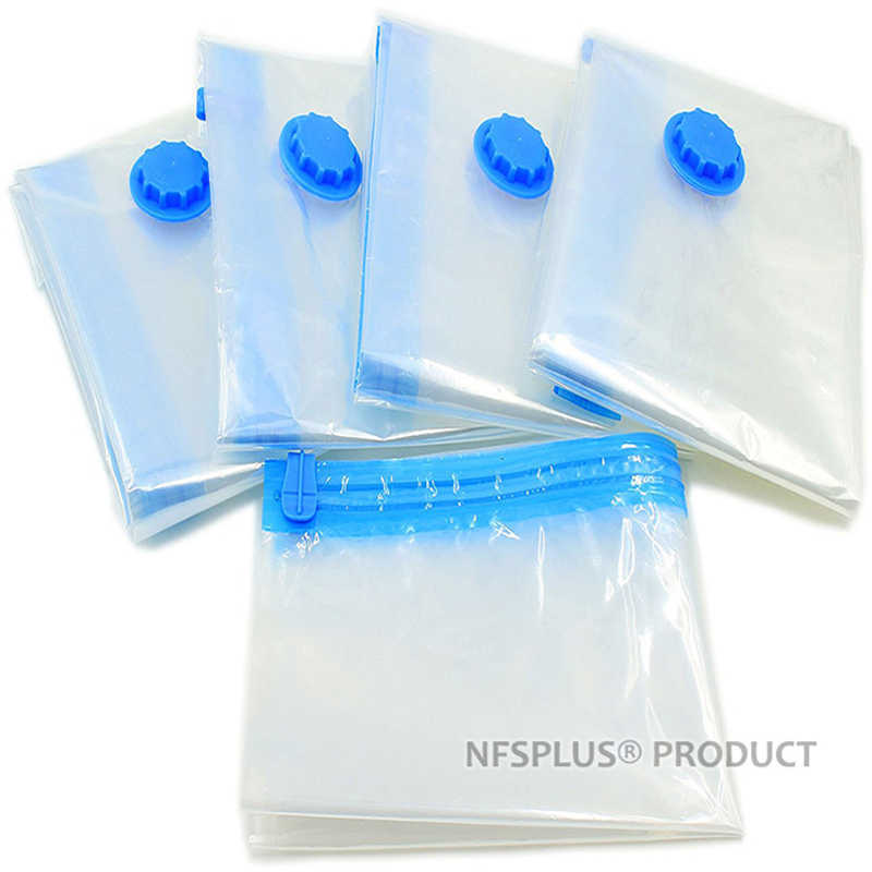 5- pakning vakuumkompresjonspose til klær 40 x 60 60 x 80 80 x 120 gjennomsiktige garderobeposer med glidelås til oppbevaring under sengen