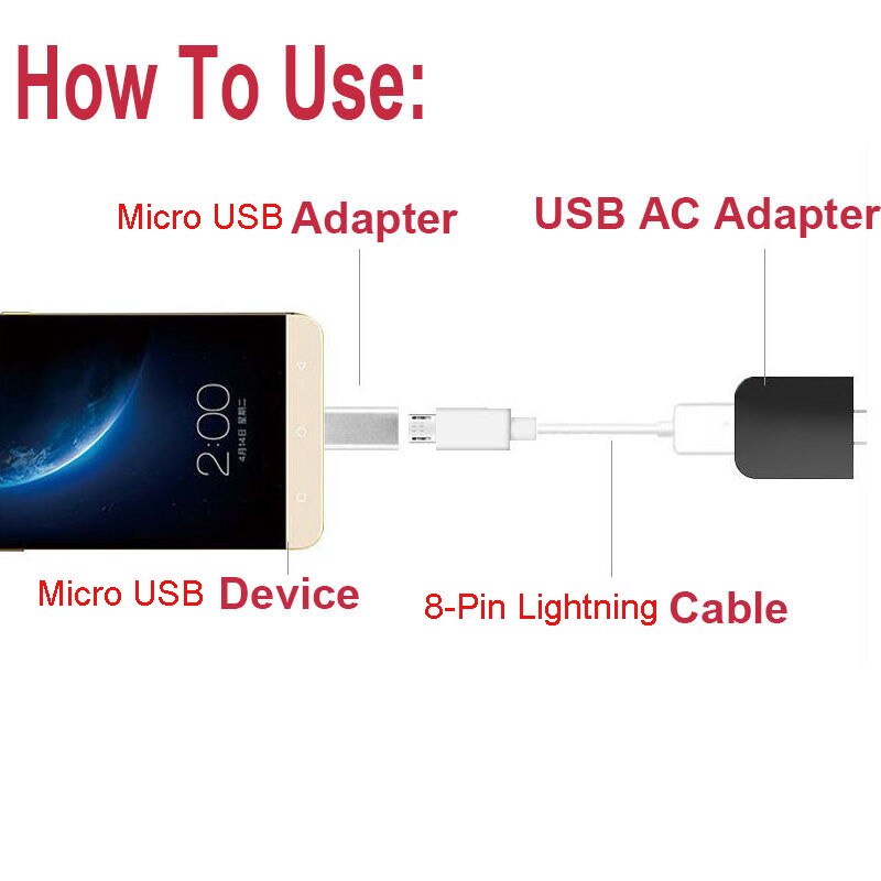 8-Pin Voor Bliksem Female Naar Micro Usb Male Adapter Converter Voor Android Phone-M52