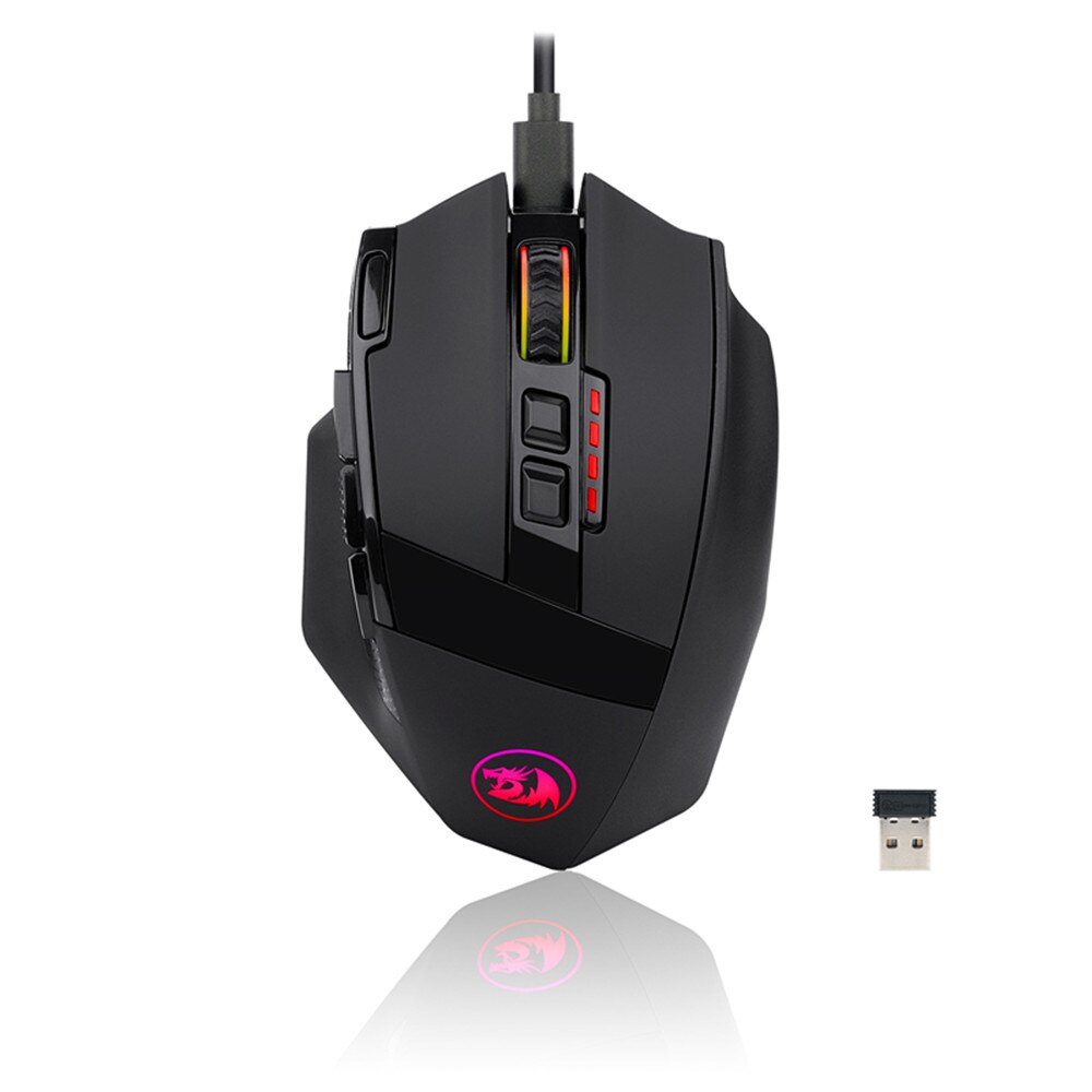 Redragon M801P 2.4G Wireless Dual Mode Gaming Mouse LED RGB Backlit MMO 9 Programmable Buttons Mouse For Windows Computer Gamer: Default Title