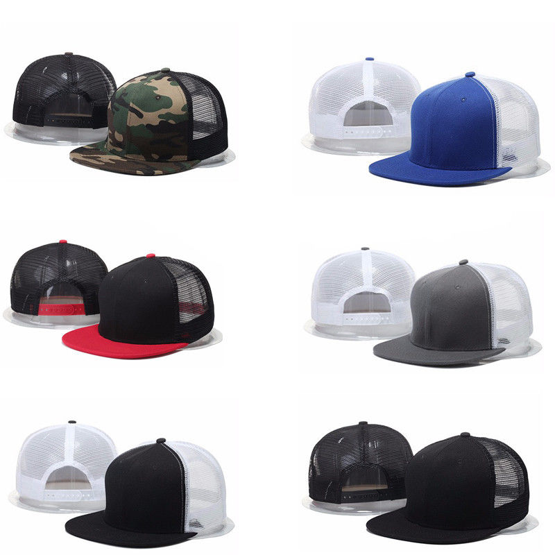 Plain Fitted Flat Bill Cap Baseball Basic Blank Solid Hat Sport Colors