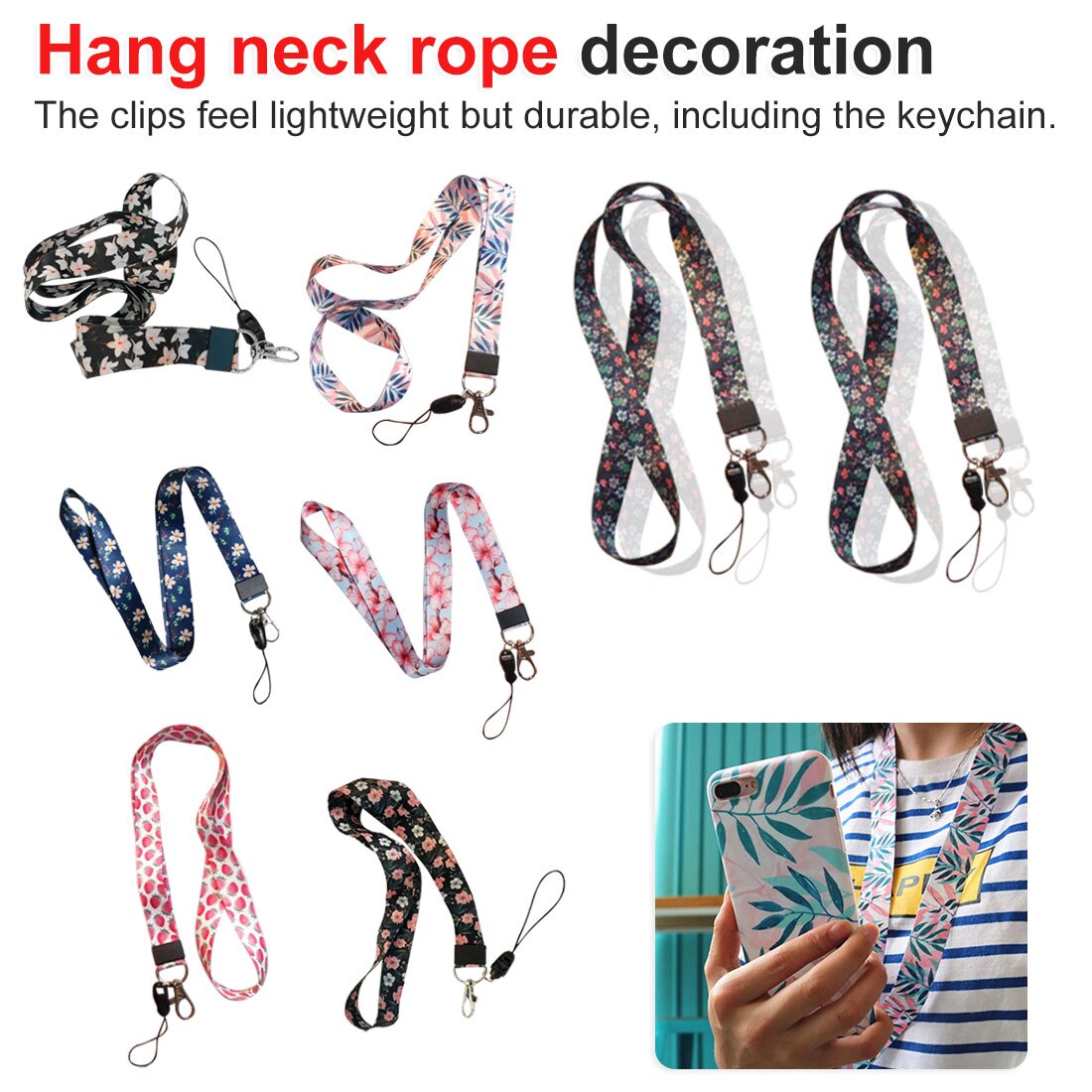 USB Badge Holder DIY Hang Rope Lariat Lanyard Flower Lanyard Neck Strap for keys ID Card Mobile Phone Straps for Huawei