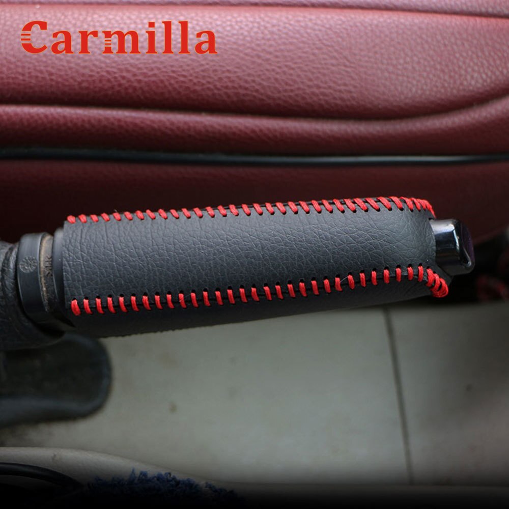 Carmilla-perilla de palanca de cambios de coche, cubierta protectora de cuero AT MT, collares de cambio de marchas, cubierta de freno de mano para Ford MK7