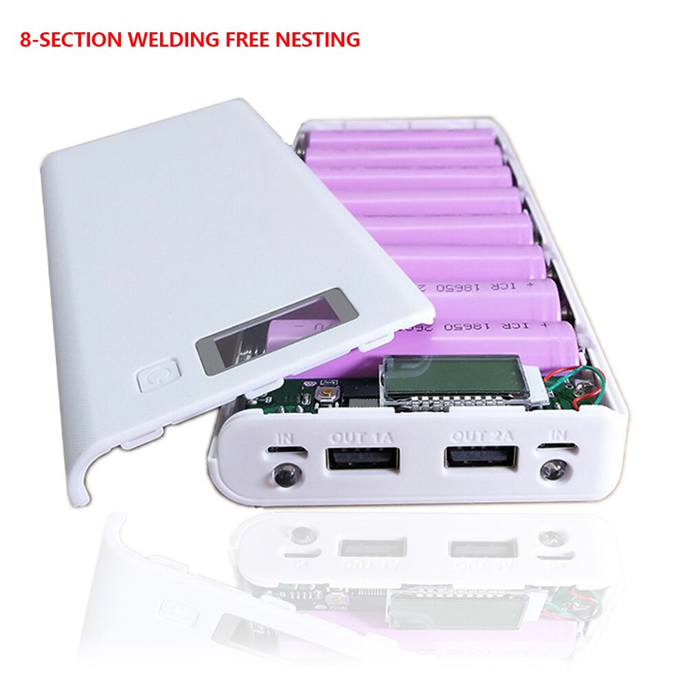 DIY LCD 8 Abschnitt 18650 Batterie Lade Shell Power Box kit Ohne Schweißen Hülse Material