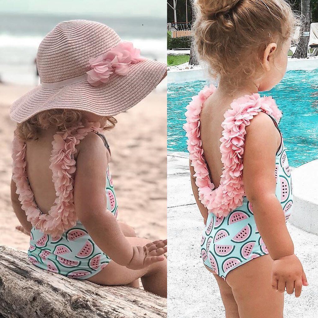 Swimwear Toddler Infant Baby Girls Watermelon Swimsuit Swimwear Swimming Bikini One-Piece Bodysuit Swimwears for 0-4Years Girl