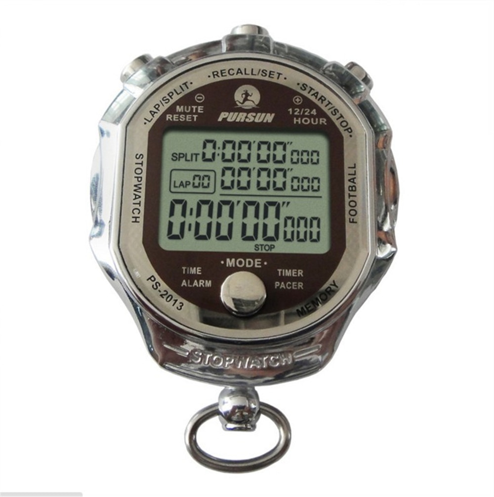Digitale Metall Stoppuhr 1/1000 Zweite FußBall Sport Chronograph Zähler Countdown-Timer Große Anzeige Metronom Alarm Uhr
