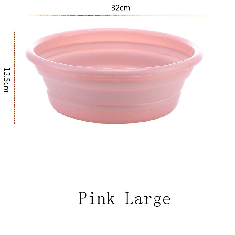 Portable Folding Washbasin Tourism Camping Foldable Basin Bathroom Gadget Kitchen Household Cleaning Tools Car Wash Basins: Pink Large