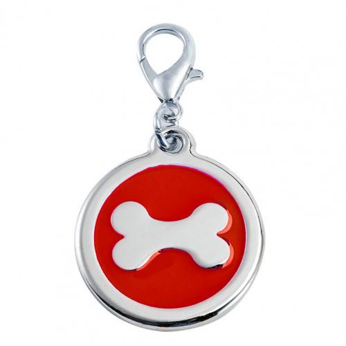 Porte-clés en métal gravé Anti-perte pour chien, fournitures de décoration pour animaux de compagnie, accessoire de collier en os pour chiot et chat d'extérieur: Rouge