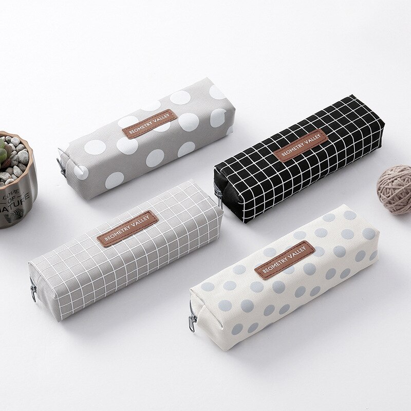 Cute Kawaii Canvas Pencil Case High Capacity Pen Bags Cute Letter Pencil Bags For Girls School Supplies Korean Stationery