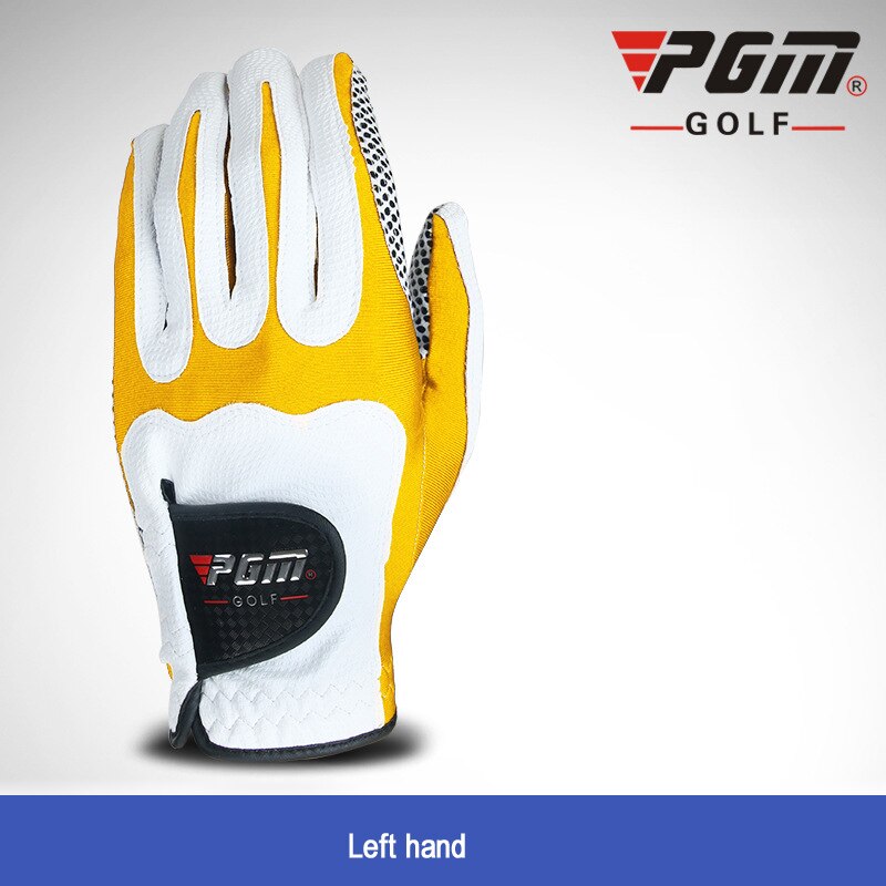 PGM Men's Golf Fiber Cloth Gloves Left/Right Hand GloveMagic Elastic Particles Women Slip-resistant Accessories: Left Yellow / L