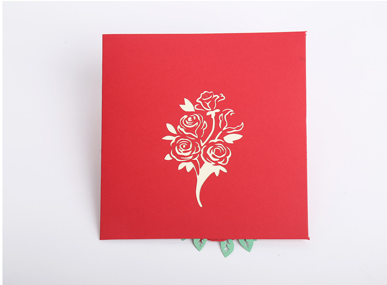 10 stk 3d stereo lykønskningskort bryllupsinvitationer valentinsdag roser kort med blomster bryllupskort