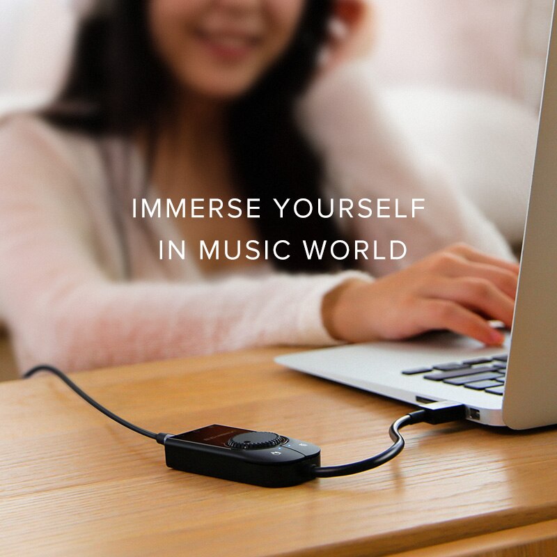 Ugreen External USB Sound Card Audio Jack 3.5mm Cable Adapter For Laptop Windows Mac Linux Headset Adjustable Volume Sound Card